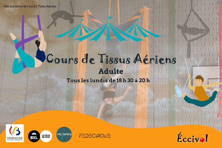 Cours tissu aérien adulte Laeken – débutant·es | ECCIVOL 2025-2026