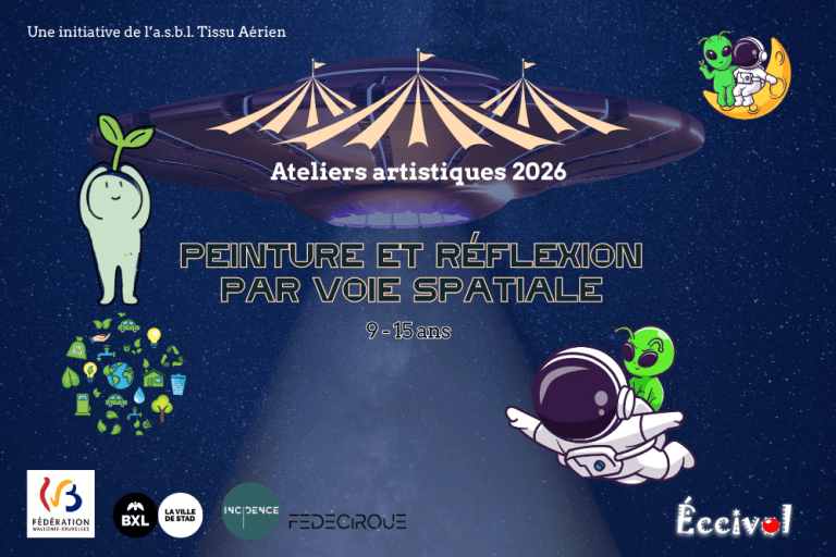 Atelier artistique 9 – 15 ans à Bruxelles – Éc.Ci.Vol (2025–2026)